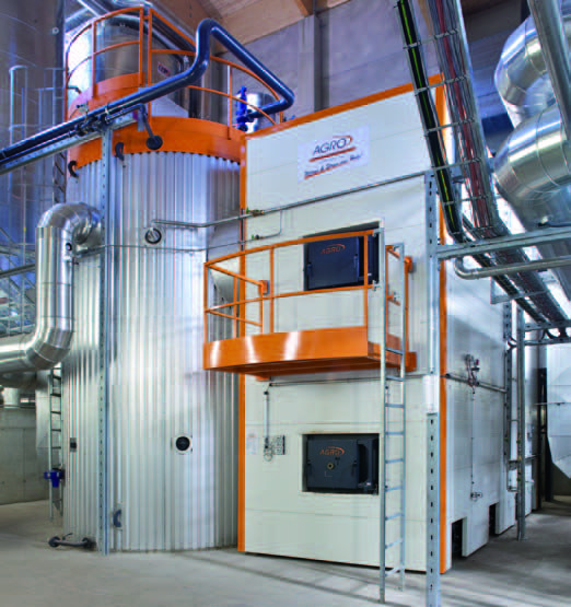 Impianto a biomassa industriale, vista centrale termica